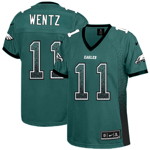 Women's Elite Carson Wentz Nike Jersey Midnight Green - #11 Drift Fashion NFL Philadelphia Eagles